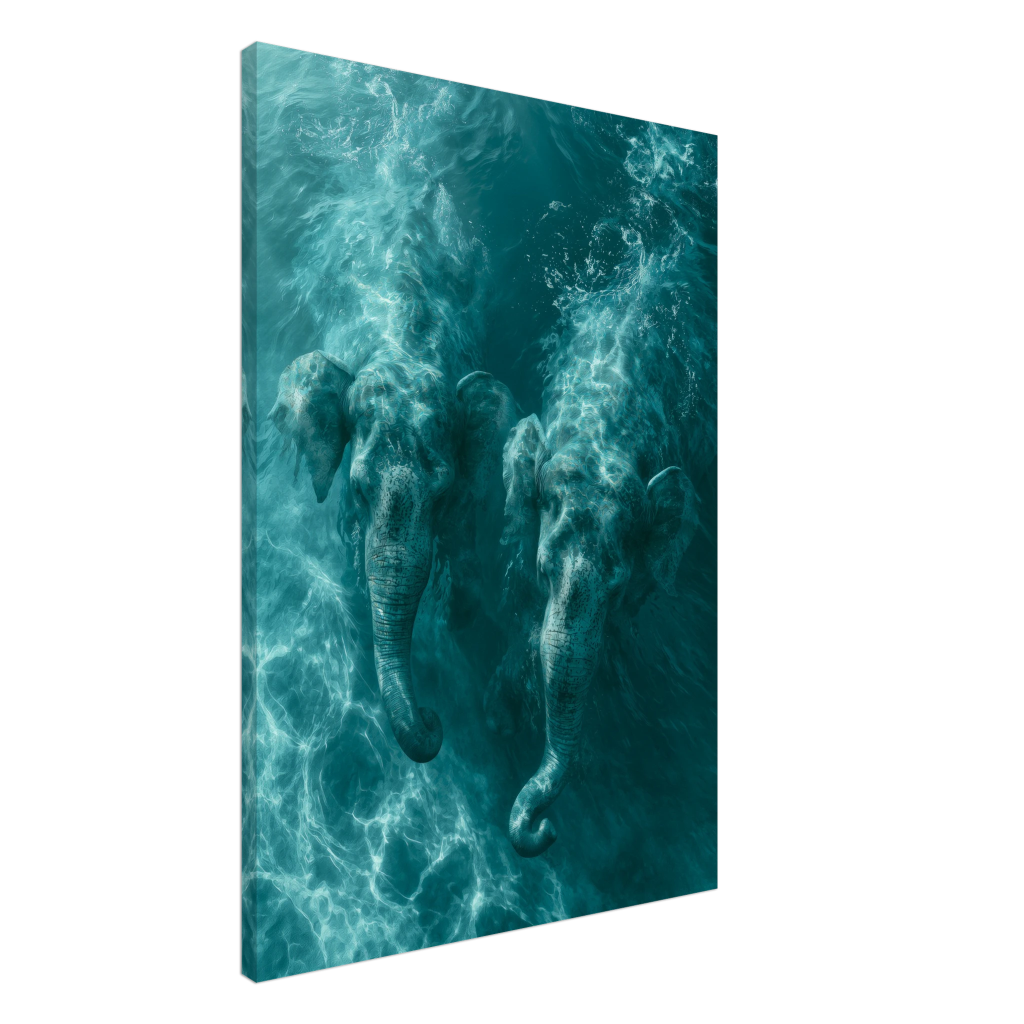 Elephant Duet in the Sea — Canvas Print | Atelier Marbella