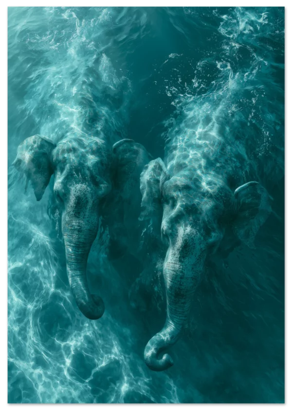 Elephant Duet in the Sea — Matte Art Print