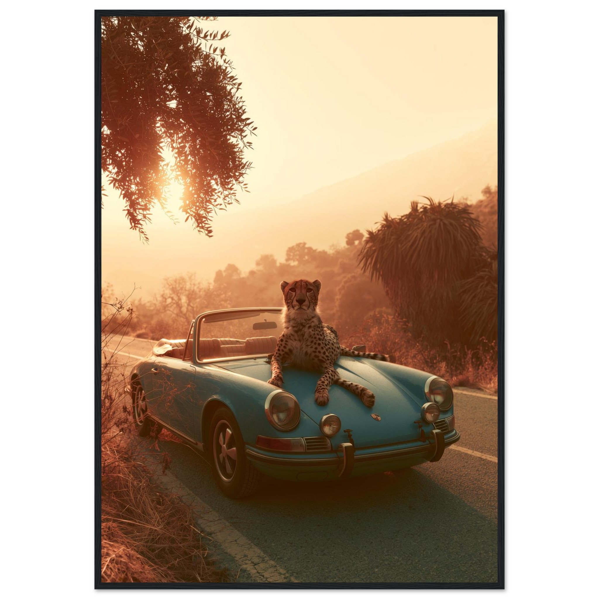 Porsche & Leopard art print interior mockup — Cars | Atelier Marbella