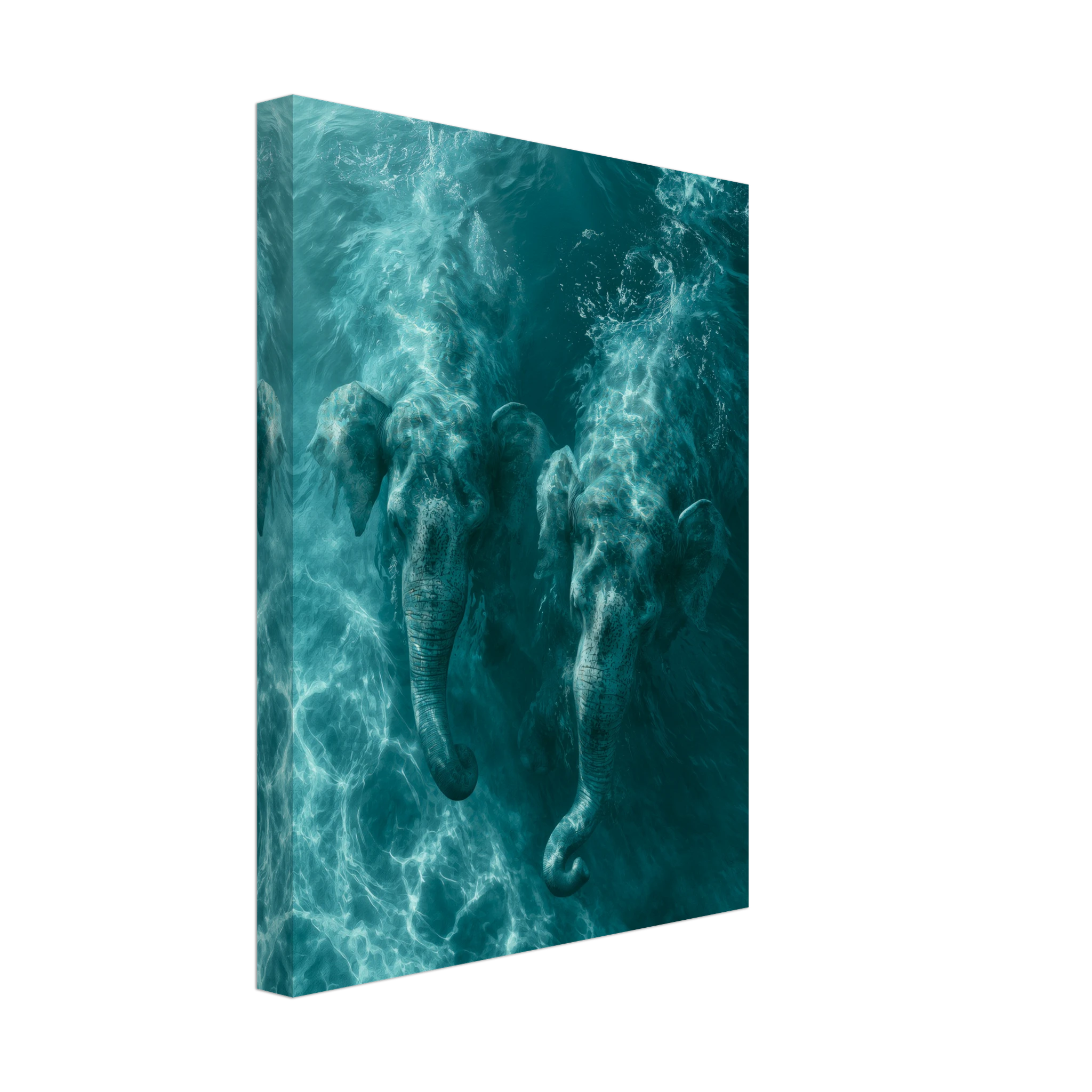 Elephant Duet in the Sea — Canvas Print | Atelier Marbella
