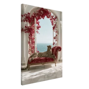 Bougainvillea and Leopard — Canvas Print