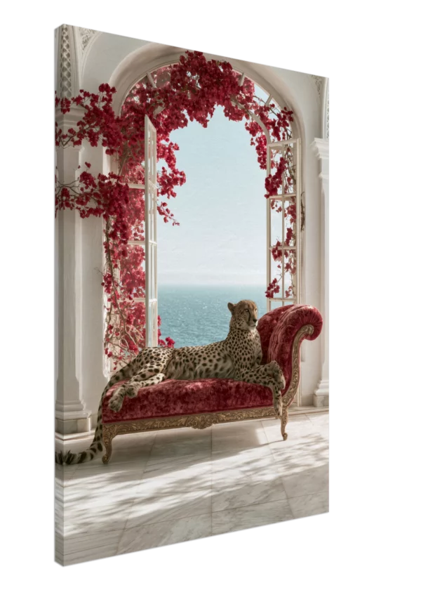 Bougainvillea and Leopard — Canvas Print