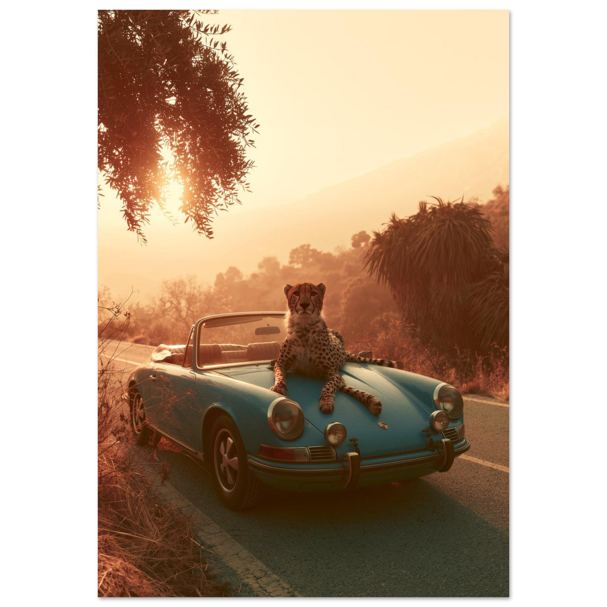 Porsche & Leopard art print interior mockup — Cars | Atelier Marbella