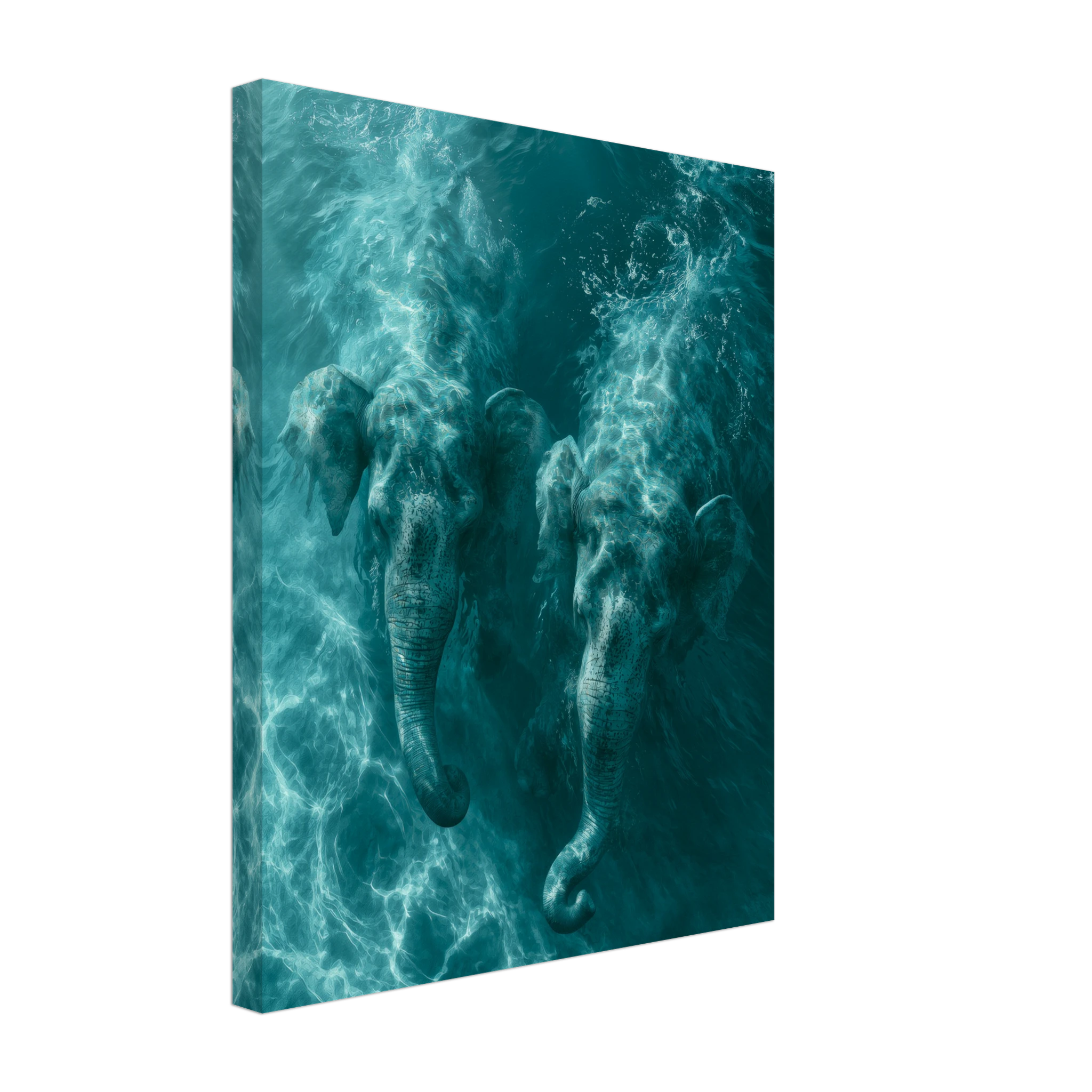 Elephant Duet in the Sea — Canvas Print | Atelier Marbella