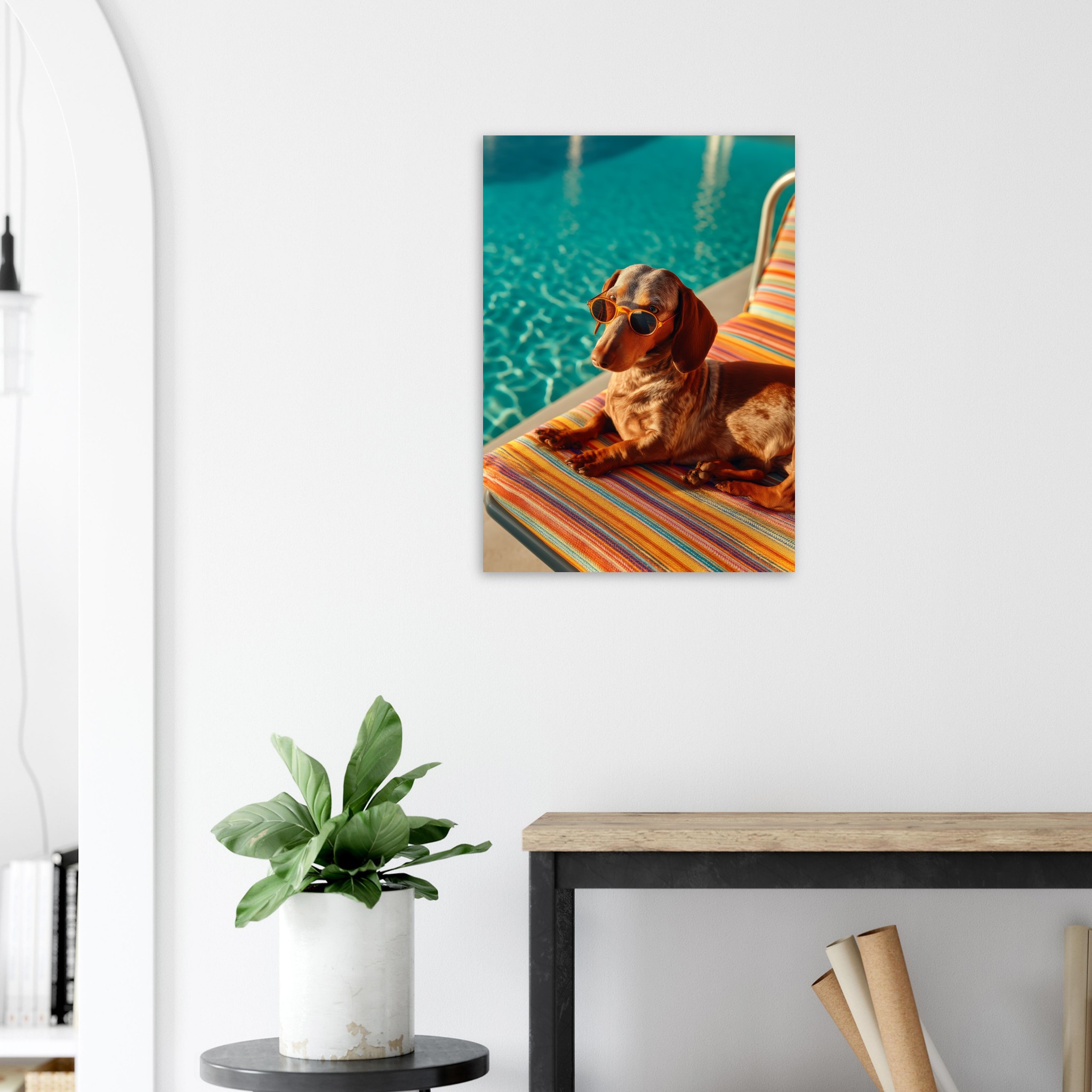 Zoé — Pool Sunglasses art print interior mockup — Mediterranean Mood | Atelier Marbella
