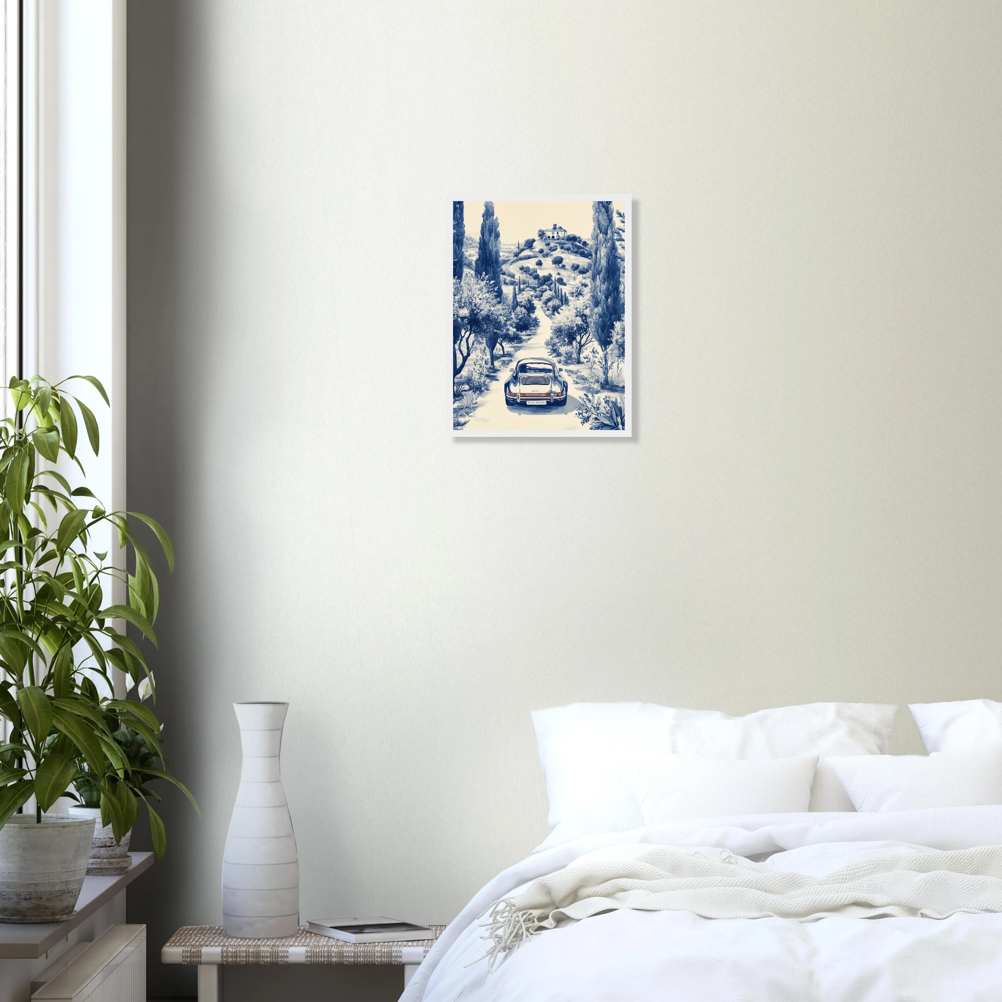 Toile de Marbella — Porsche Marbella art print interior mockup — Cars | Atelier Marbella