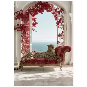 Bougainvillea Leopard and Sea — Reproduction d'art mate