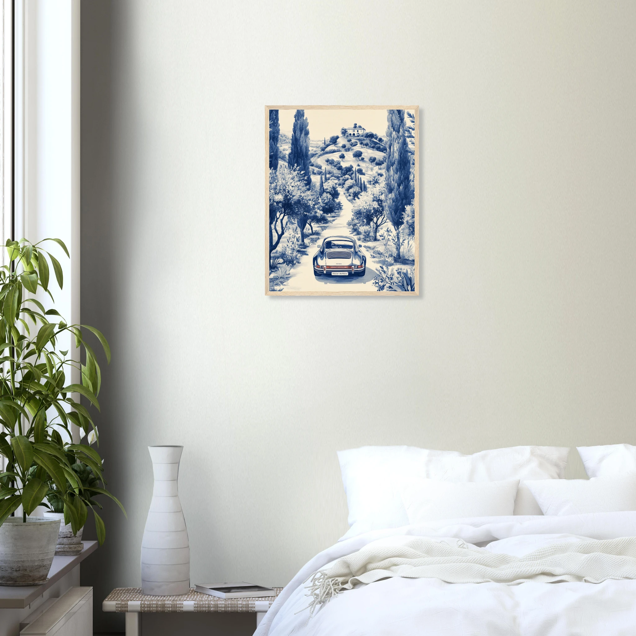 Toile de Marbella — Porsche Marbella art print interior mockup — Cars | Atelier Marbella