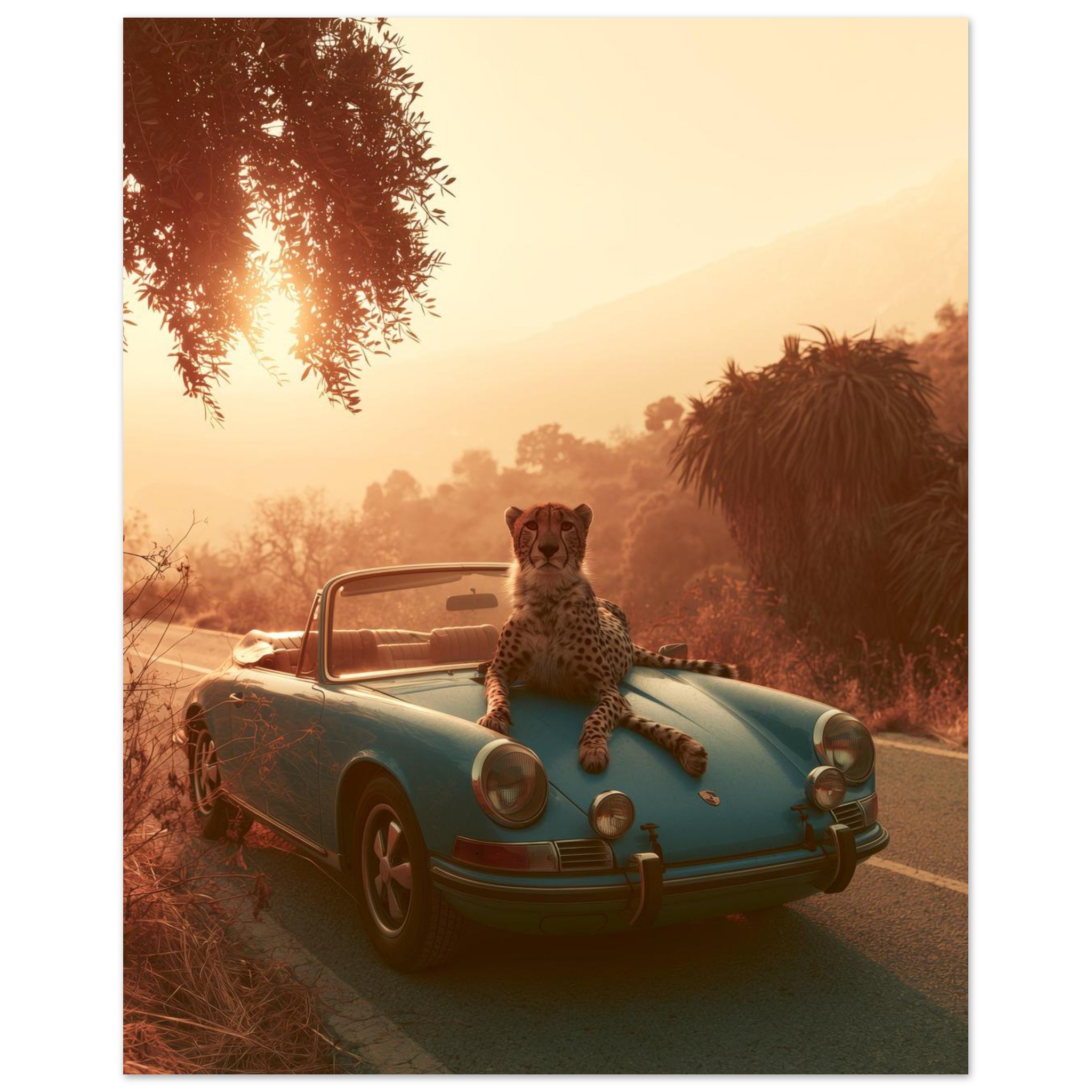 Porsche & Leopard art print interior mockup — Cars | Atelier Marbella