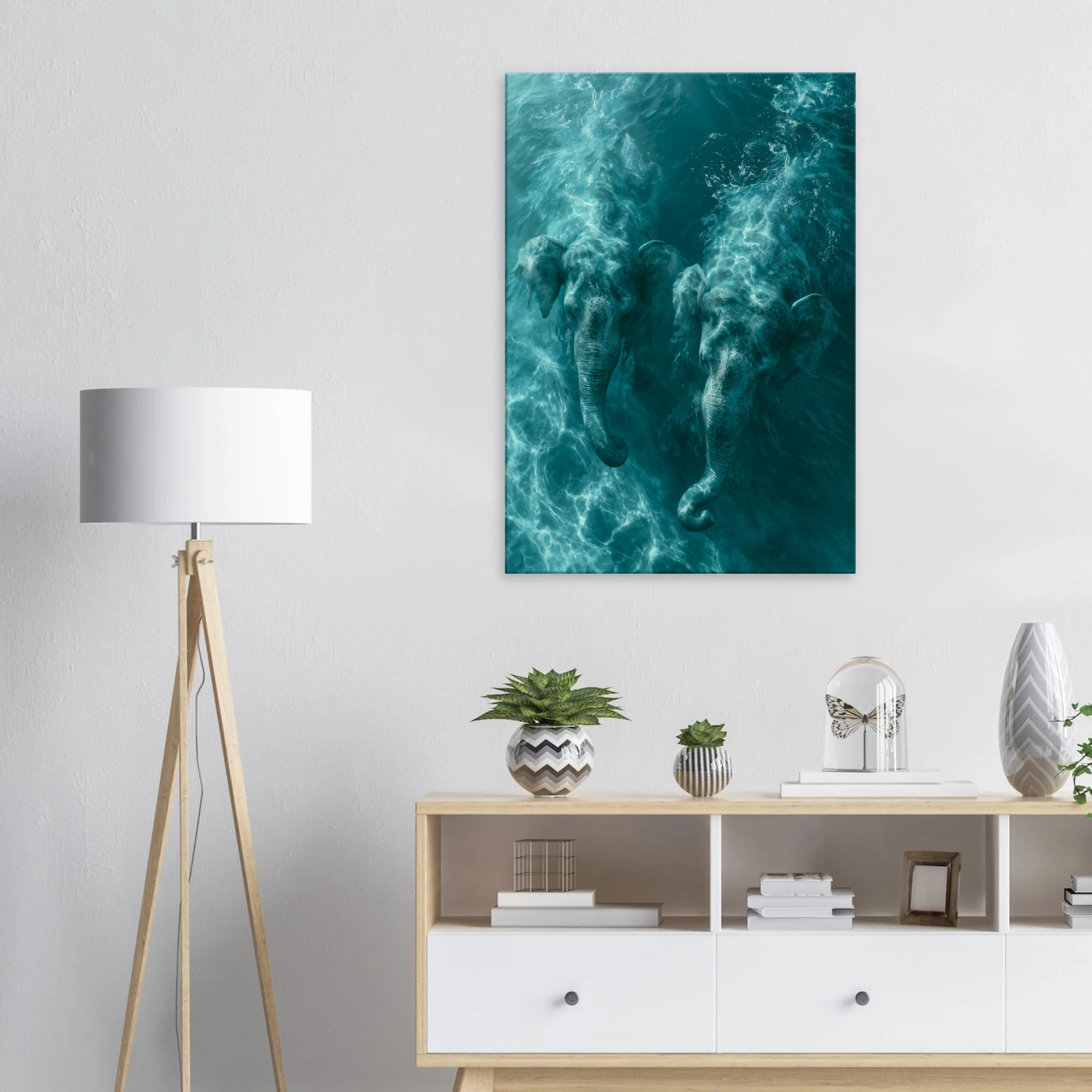 Elephant Duet in the Sea — Canvas Print | Atelier Marbella