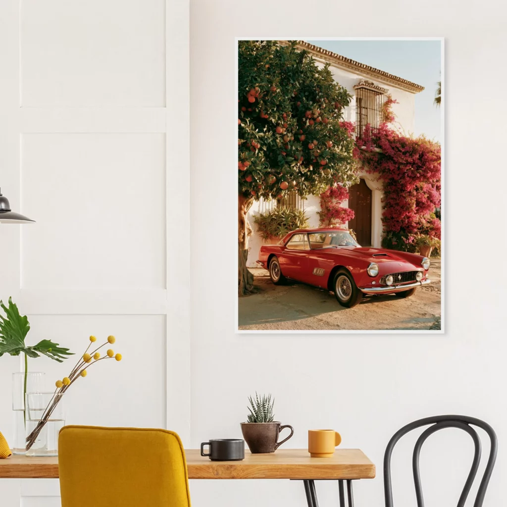 Vintage Red Ferrari Marbella Framed Print — variant 5 | Atelier Marbella