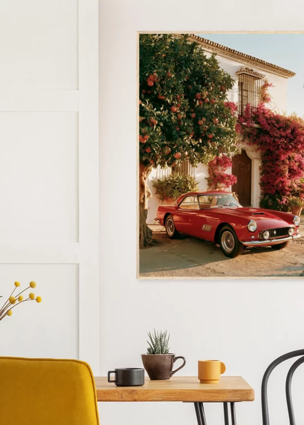 Vintage Red Ferrari Marbella  — Framed Print