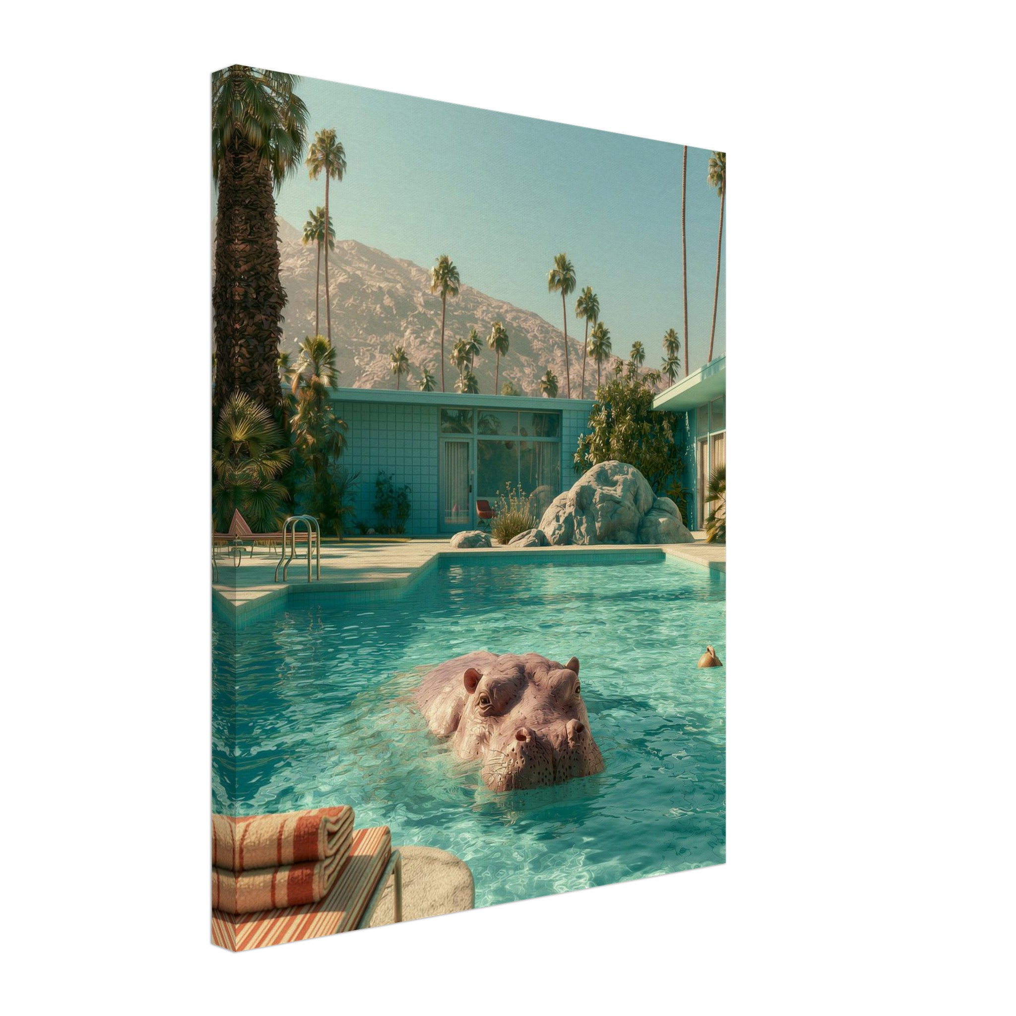 Beach Hippo art print interior mockup — Animals | Atelier Marbella