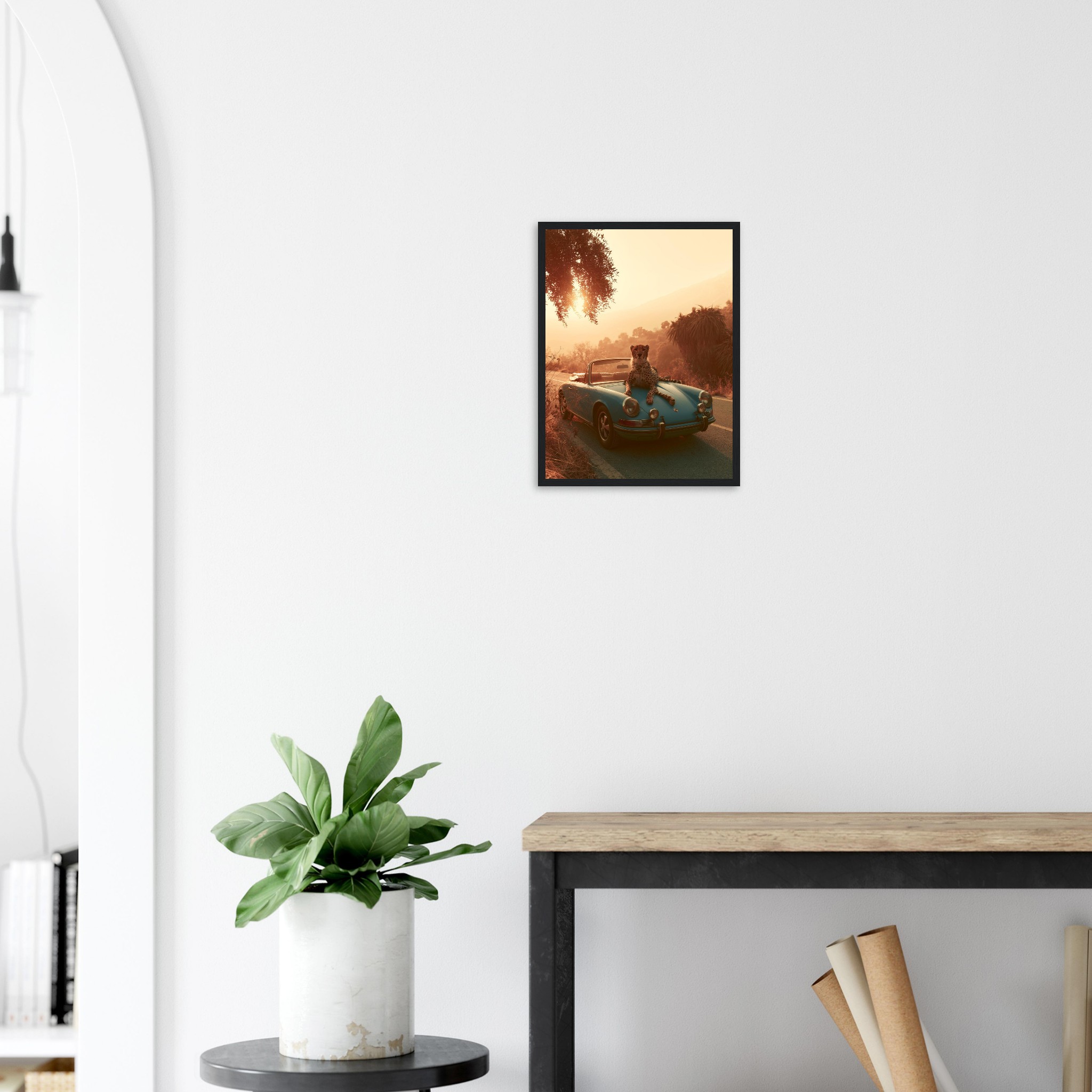 Porsche & Leopard — Framed Print | Atelier Marbella