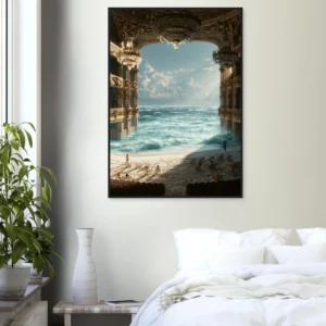 Baroque Pool and Ocean    — Framed Print