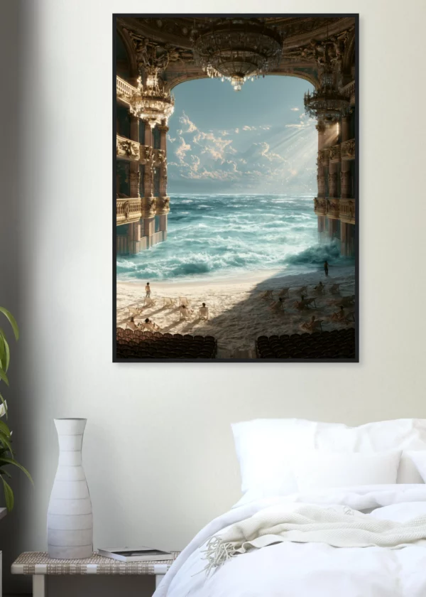 Baroque Pool and Ocean    — Framed Print