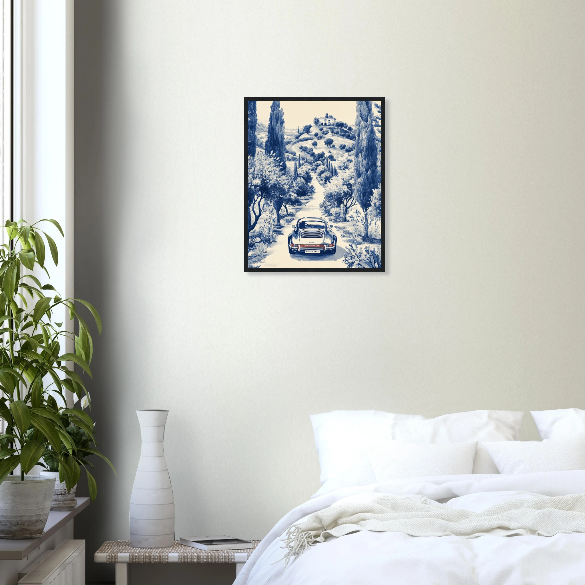 Toile de Marbella — Porsche Marbella art print interior mockup — Cars | Atelier Marbella