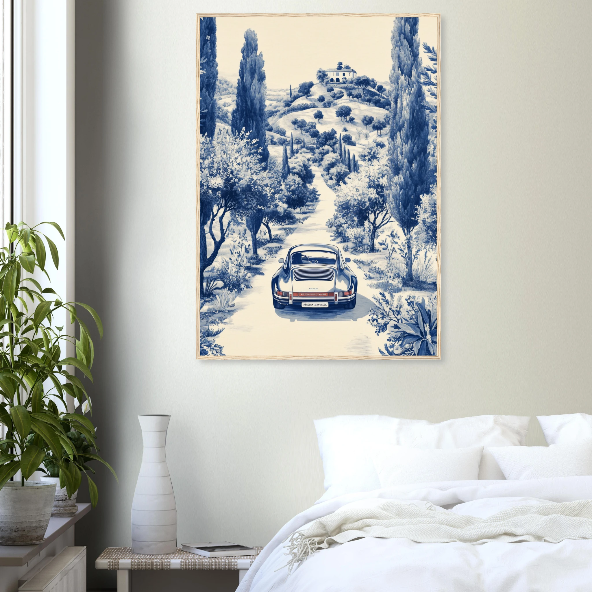 Toile de Marbella — Porsche Marbella art print interior mockup — Cars | Atelier Marbella