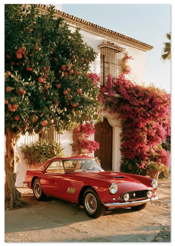 Vintage Red Ferrari Marbella  — Matte Art Print