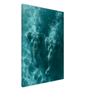 Duo d'éléphants dans la mer — Impression sur toile
