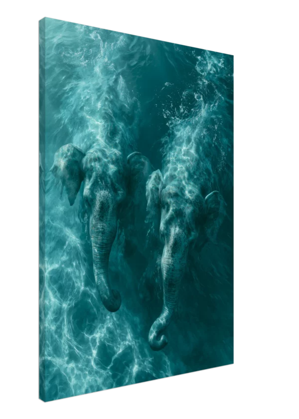 Elephant Duet in the Sea — Canvas Print