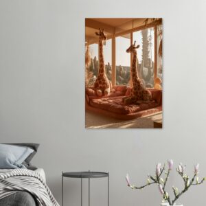 Giraffes in the Golden Lounge — Framed Print