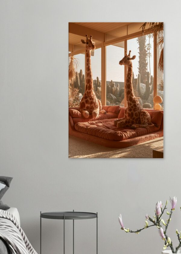 Giraffes in the Golden Lounge — Framed Print