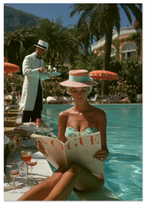 Fashion Lady Vogue Pool Vintage  — Matte Art Print