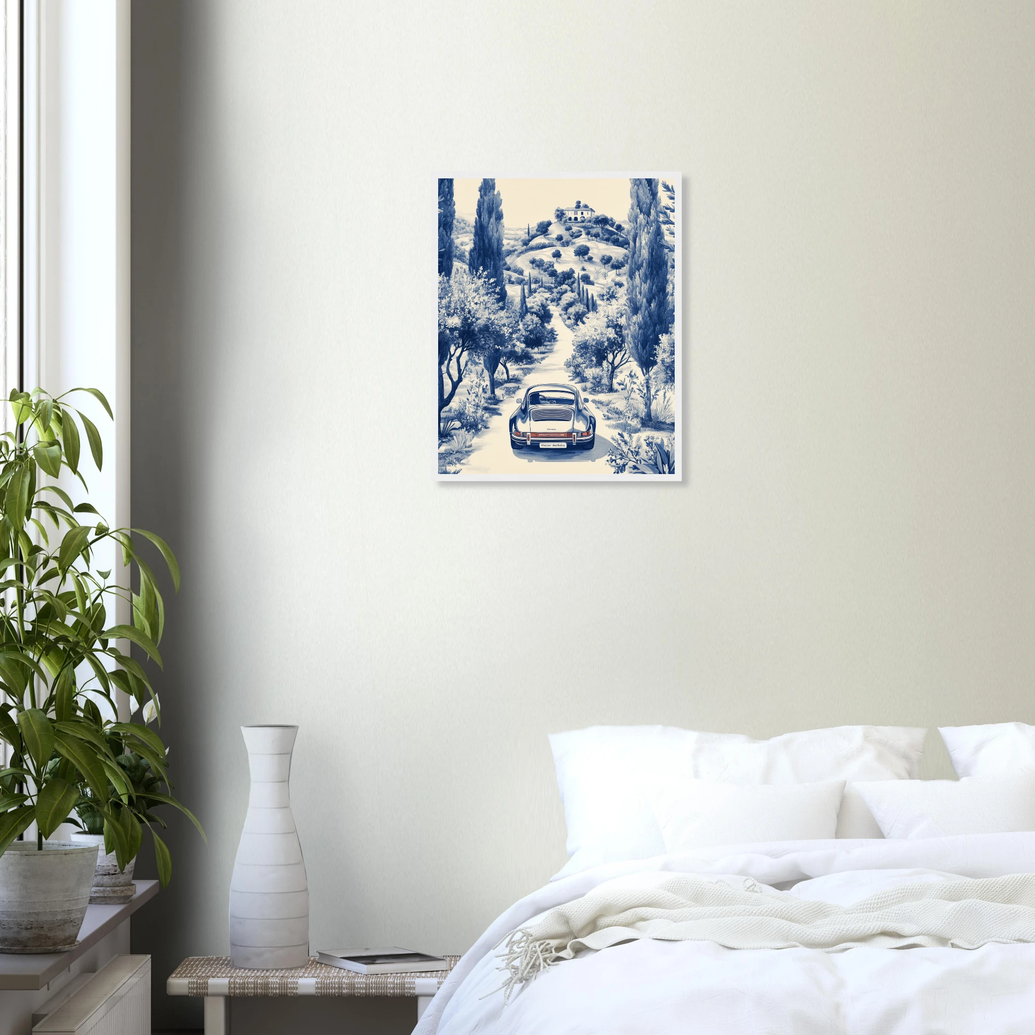 Toile de Marbella — Porsche Marbella art print interior mockup — Cars | Atelier Marbella