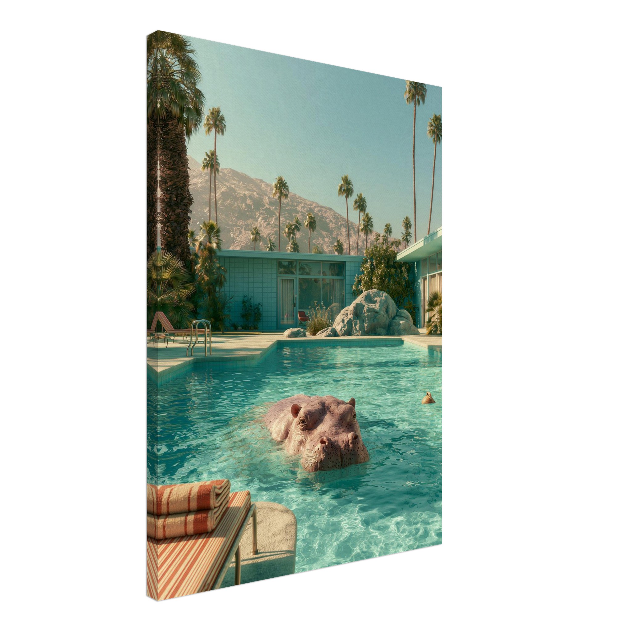 Beach Hippo art print interior mockup — Animals | Atelier Marbella
