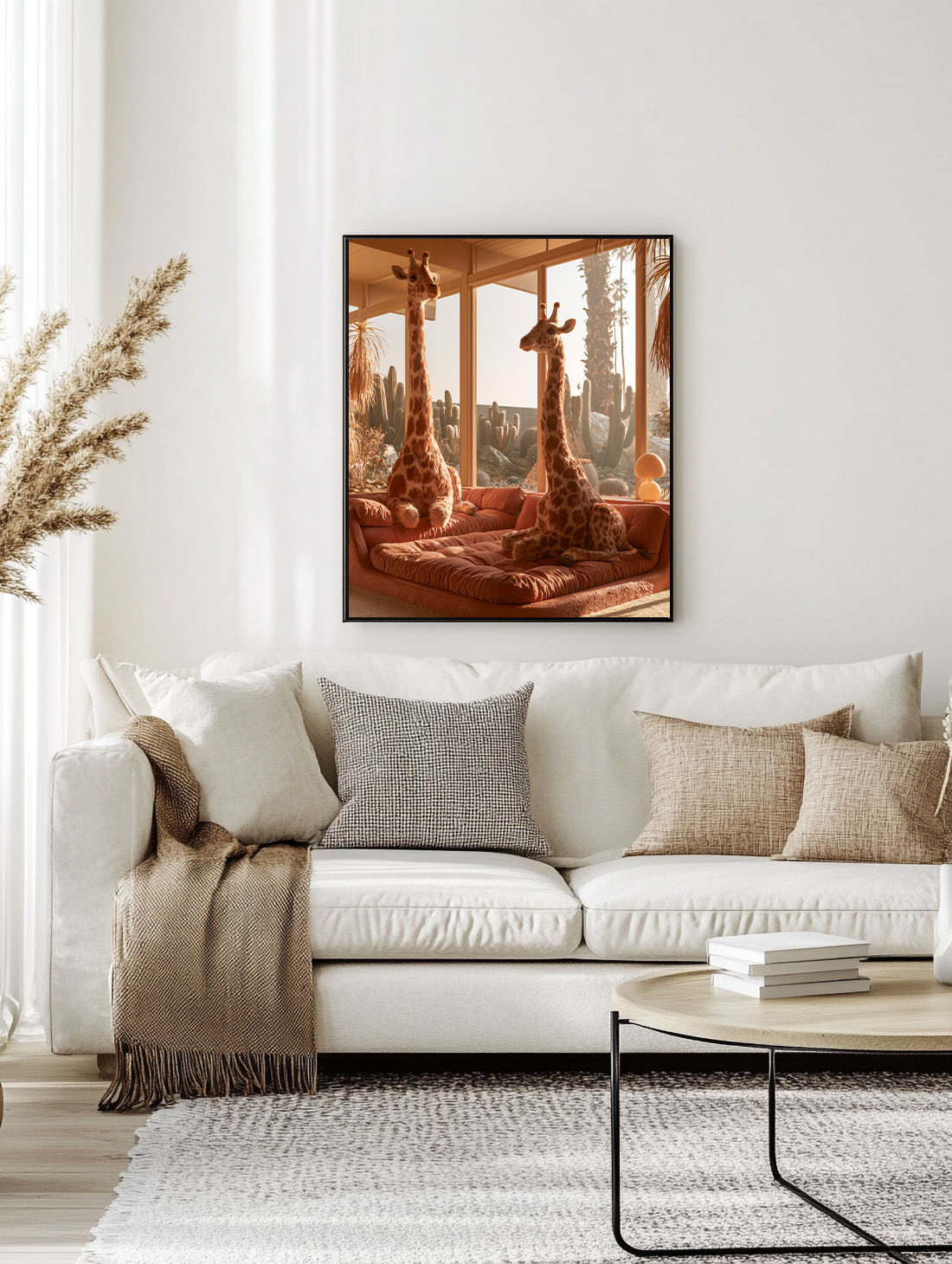 Canvas print room display — Giraffes in the Golden Lounge | Atelier Marbella