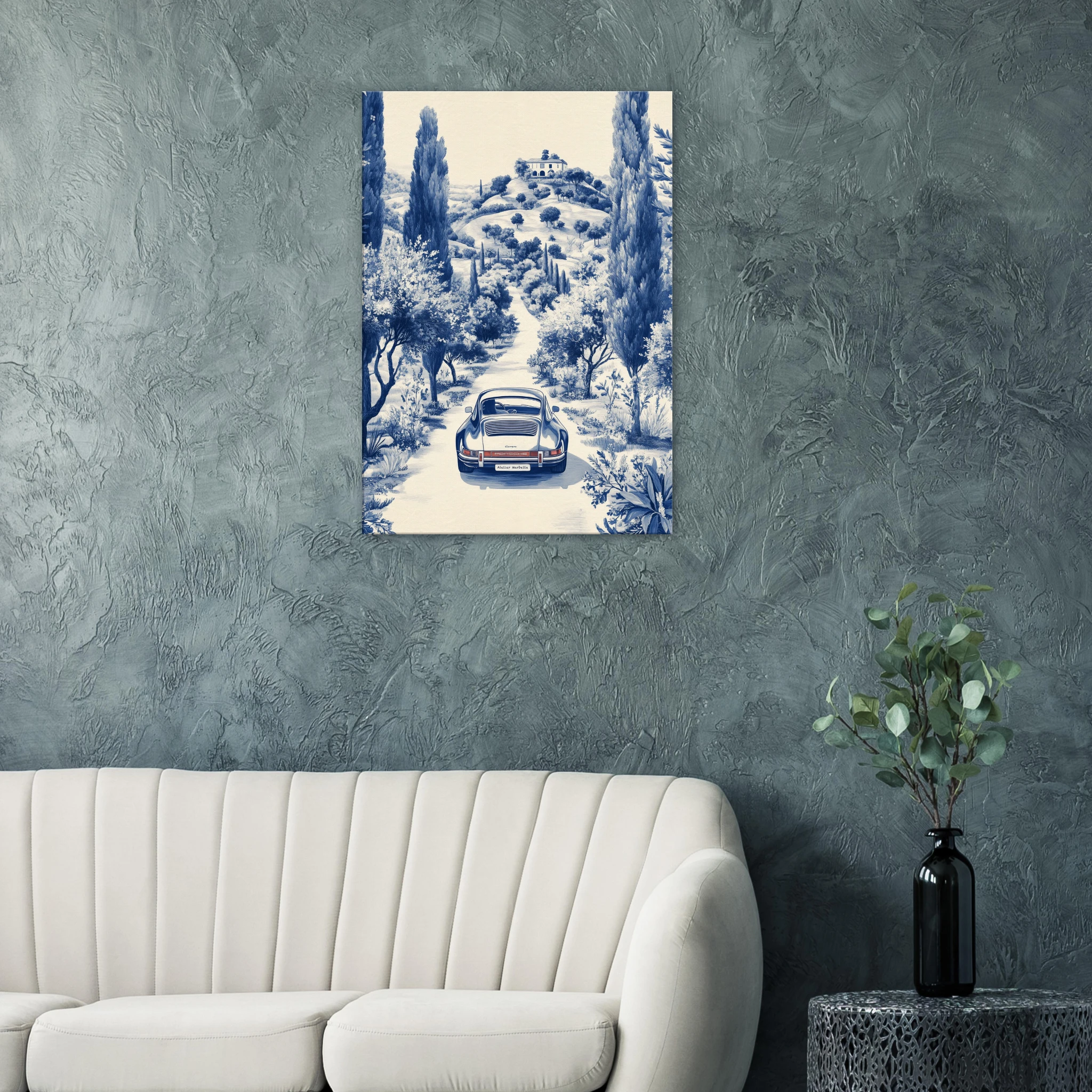 Toile de Jouy - Porsche Marbella Canvas Print — variant 3 | Atelier Marbella