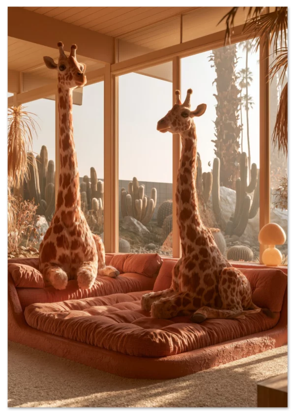 Giraffes in the Golden Lounge — Matte Art Print