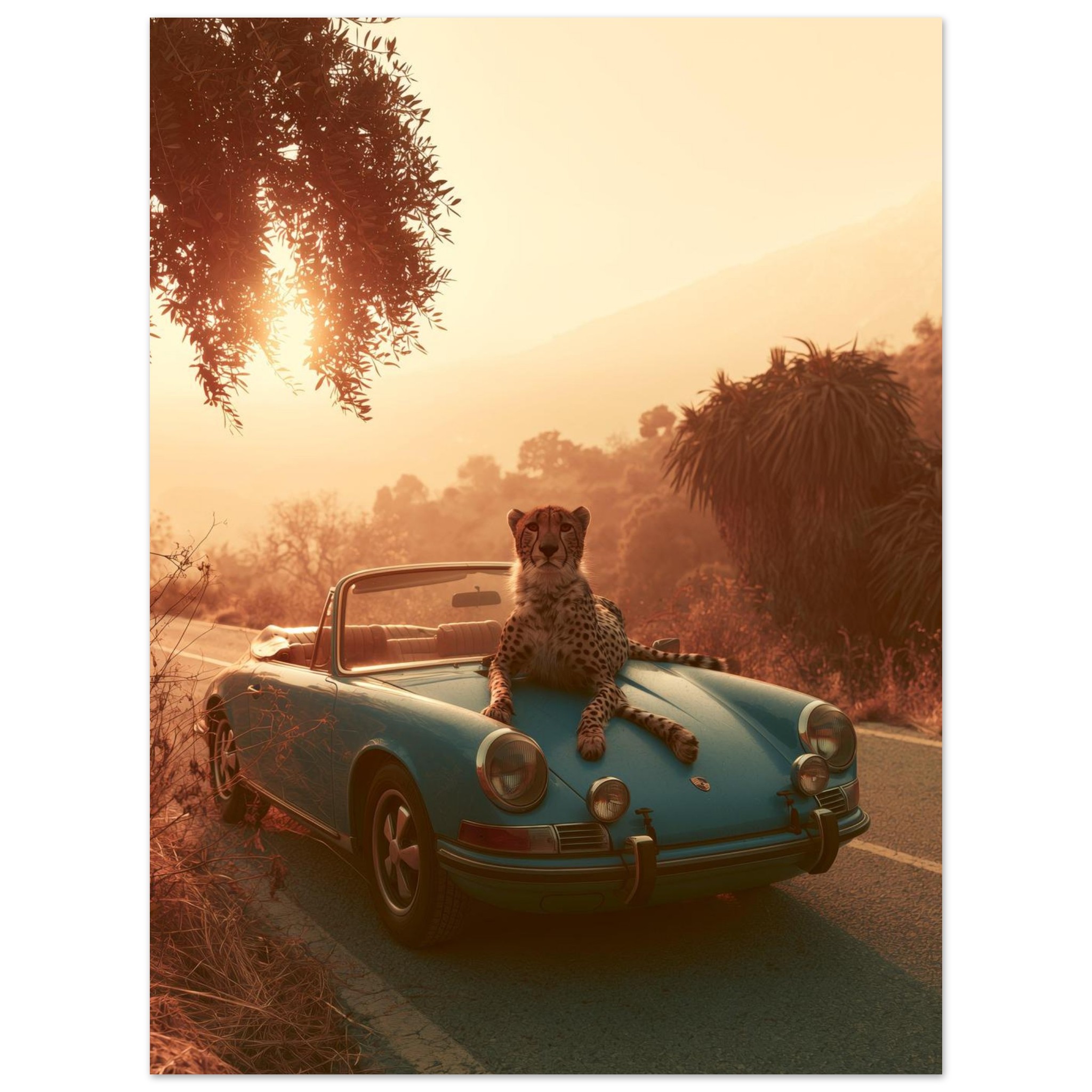 Porsche & Leopard art print interior mockup — Cars | Atelier Marbella