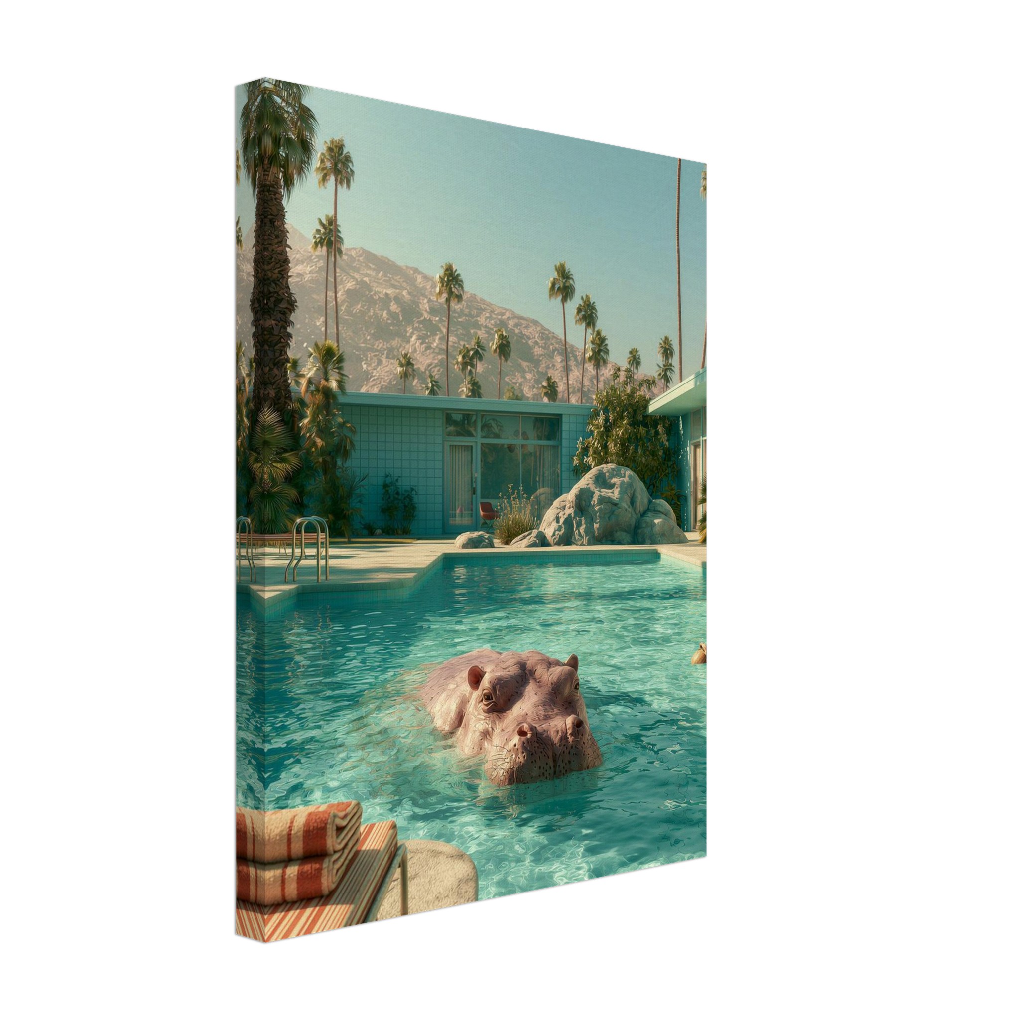Beach Hippo art print interior mockup — Animals | Atelier Marbella