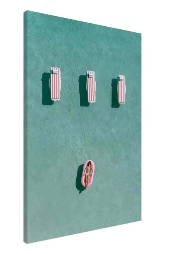 Aerial Infinity Pool and Sunbeds — Canvas Print