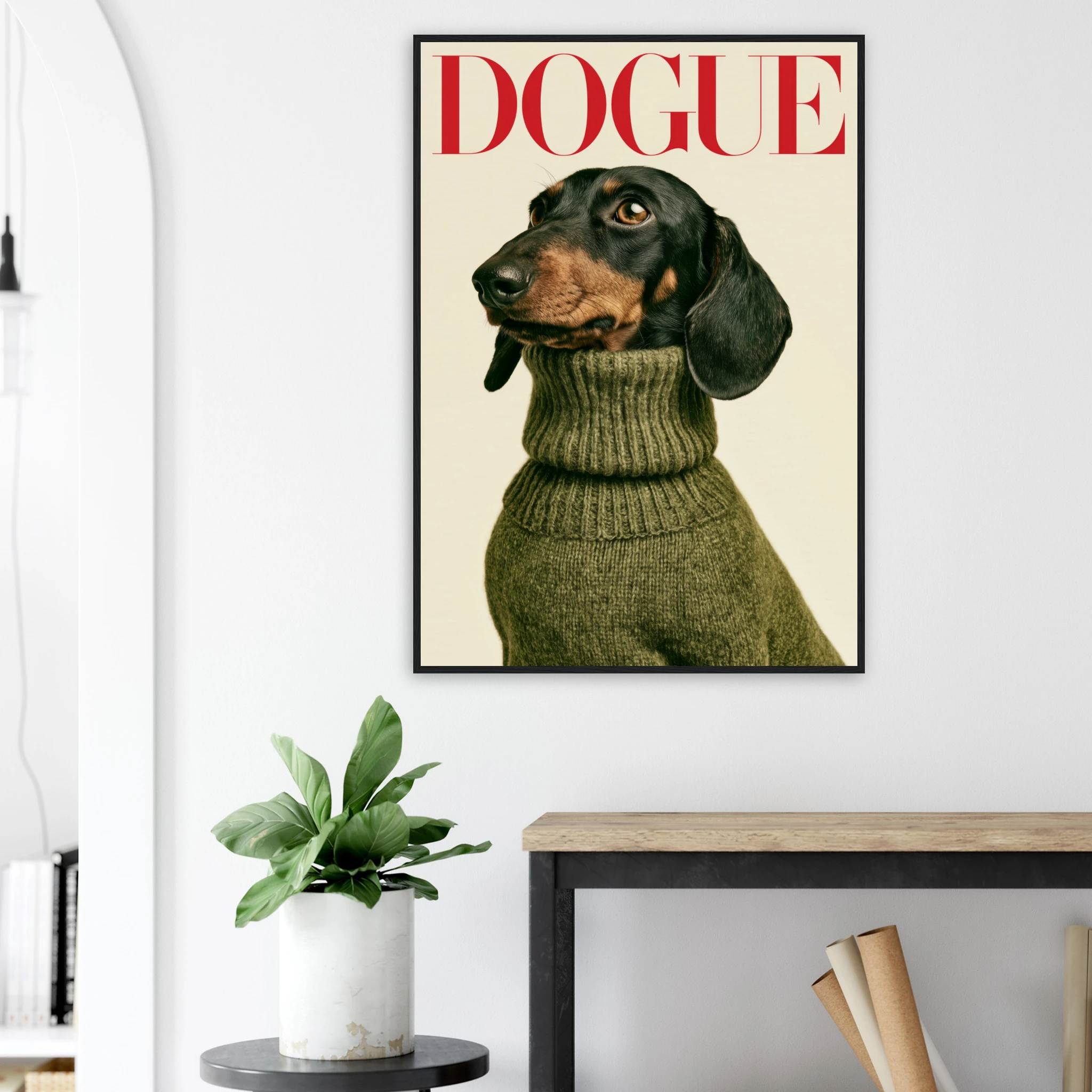 Dachshund Dogue Black Fire Framed Print — variant 7 | Atelier Marbella