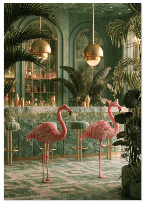 Flamingos Cocktail Bar — Matte Art Print