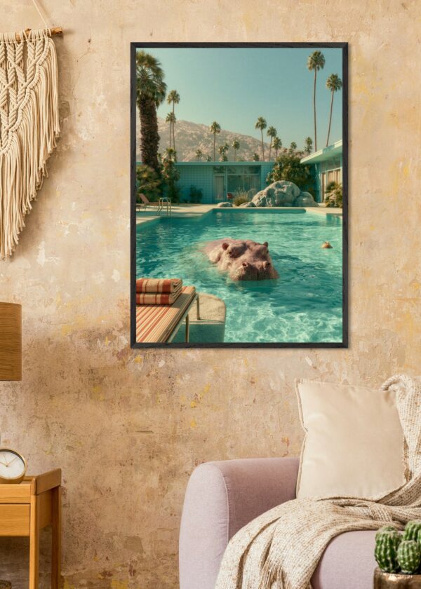 Beach Hippo — Framed Print