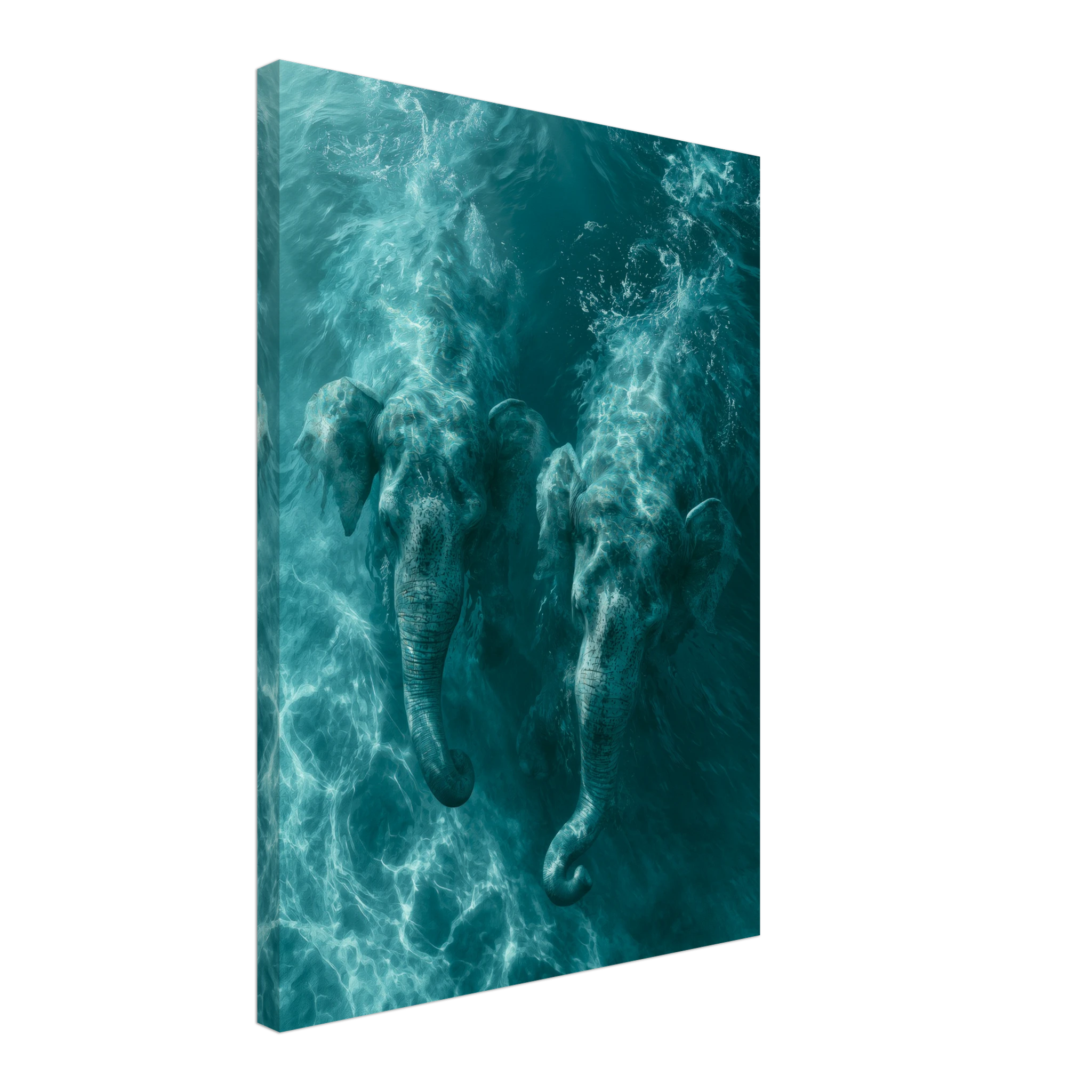 Elephant Duet in the Sea — Canvas Print | Atelier Marbella