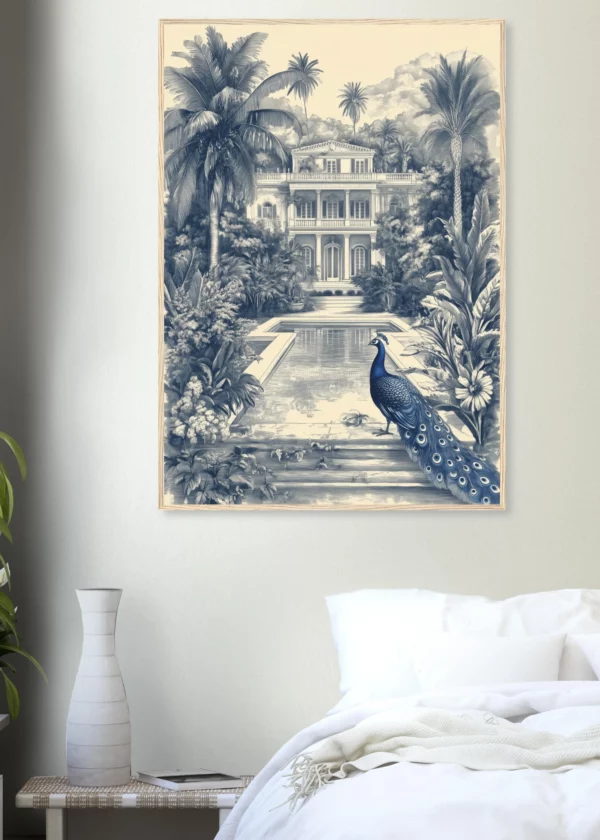 Toile de Marbella — Peacock — Framed Print