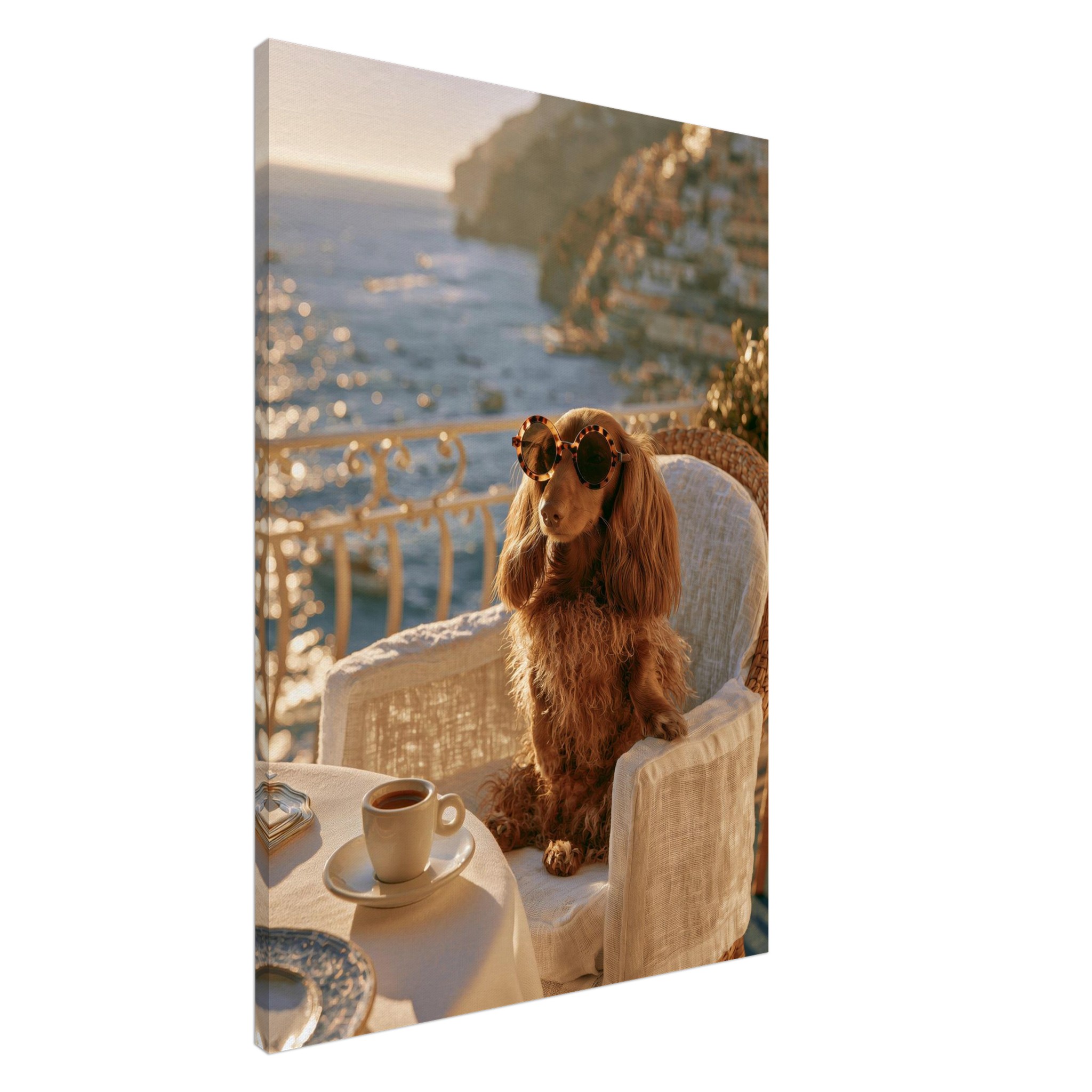 Dachshund in Saint-Tropez II art print interior mockup — Animals | Atelier Marbella