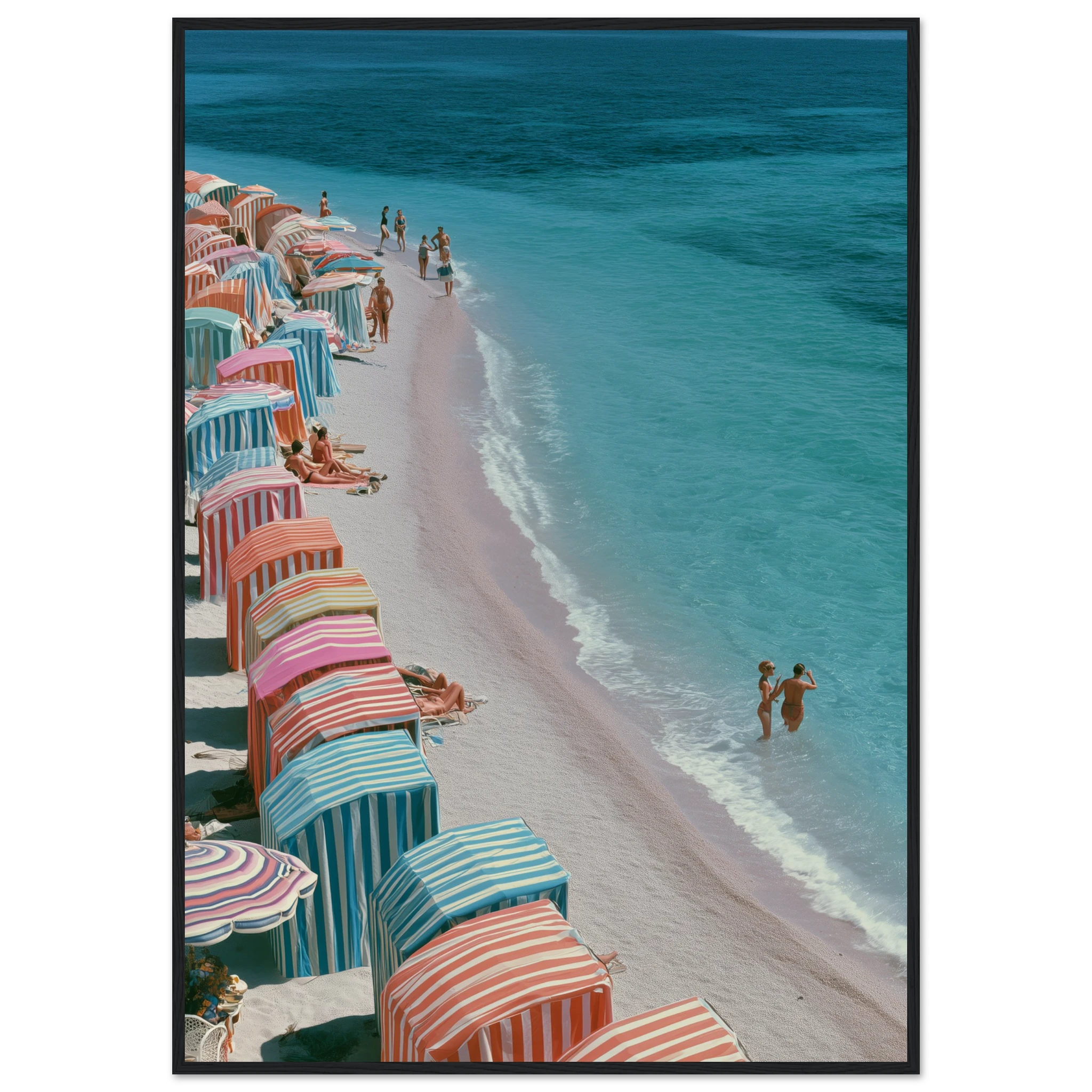 1960s Mediterranean Beach Scene — Framed Print | Atelier Marbella