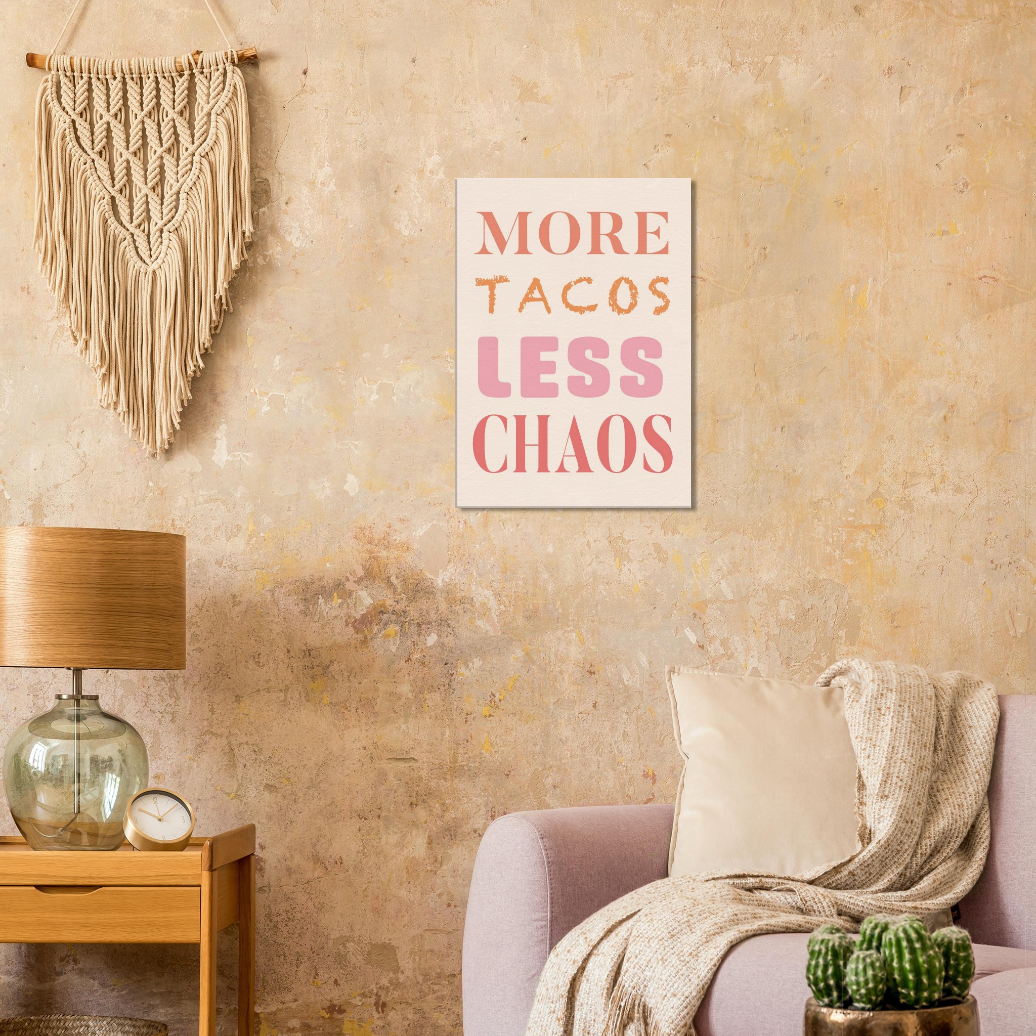 More Tacos Less Chaos — canvas print | Atelier Marbella