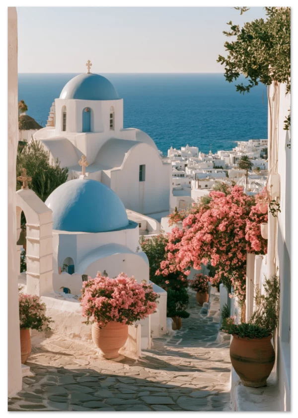 Aegean Blue Domes — Matte Art Print