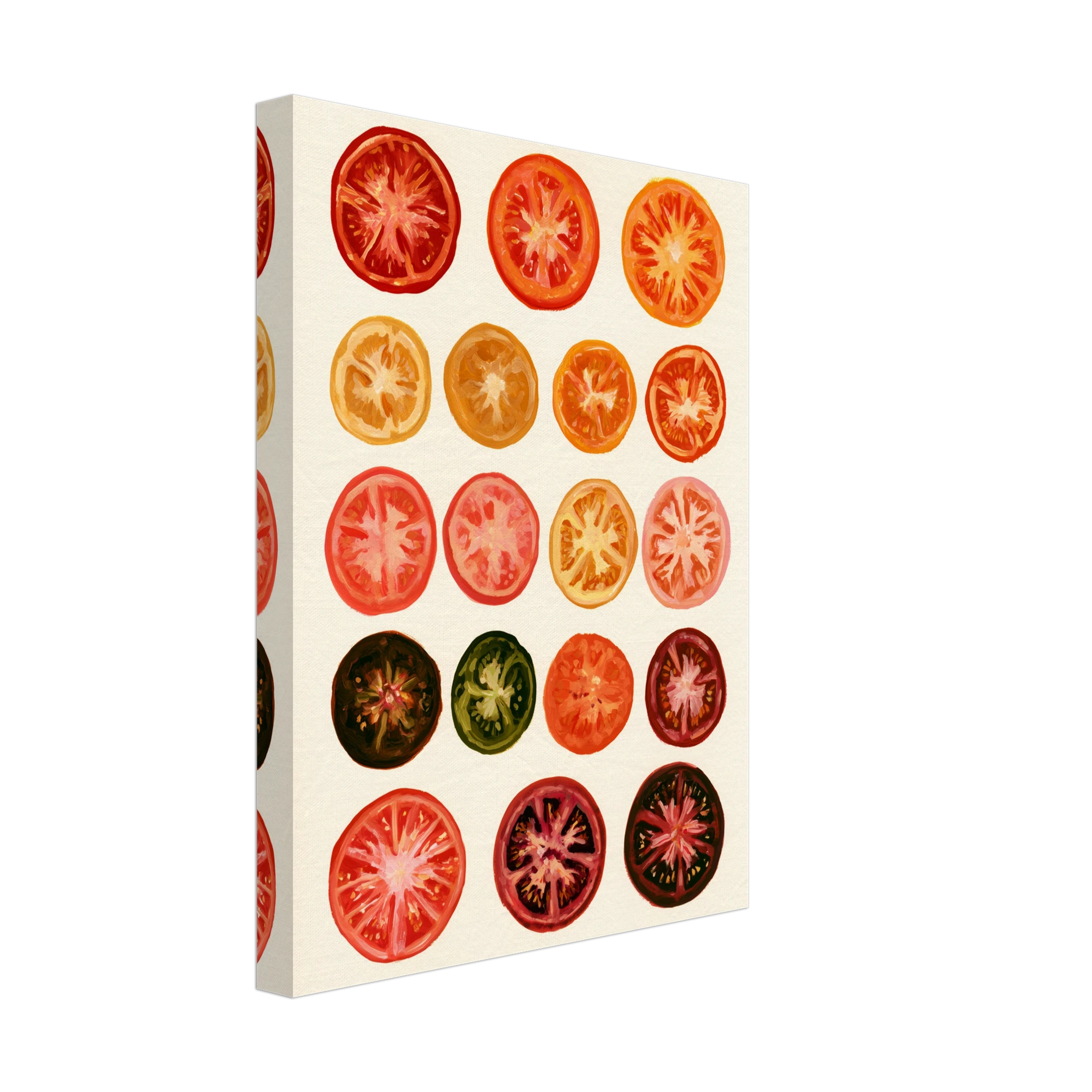 Heirloom tomatoes botanical canvas print in kitchen — Atelier Marbella