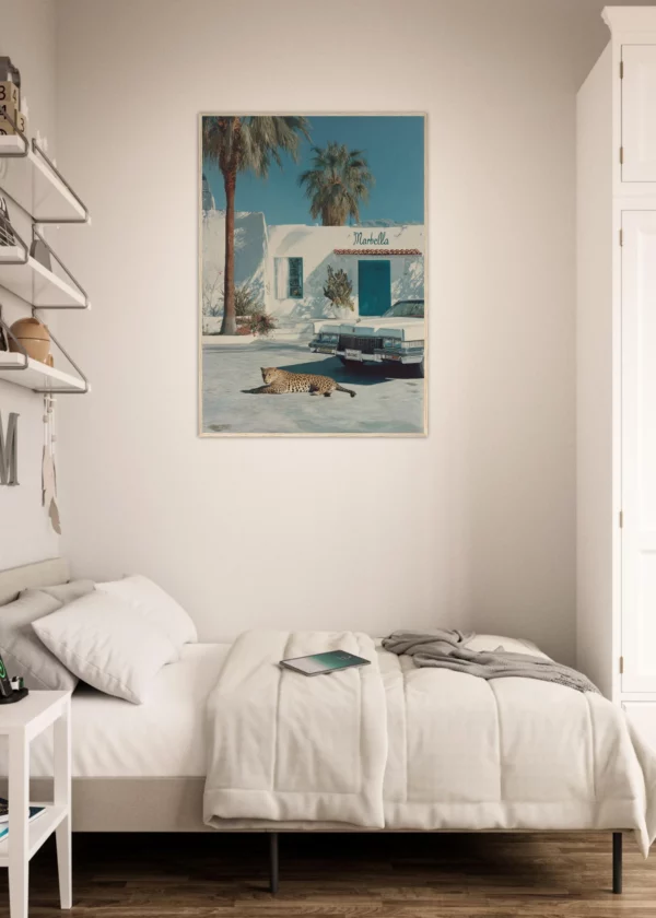 Marbella Cadillac and Leopard  — Framed Print