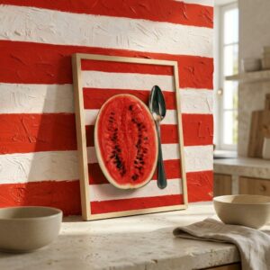 Watermelon & Silver Spoon — Framed Print
