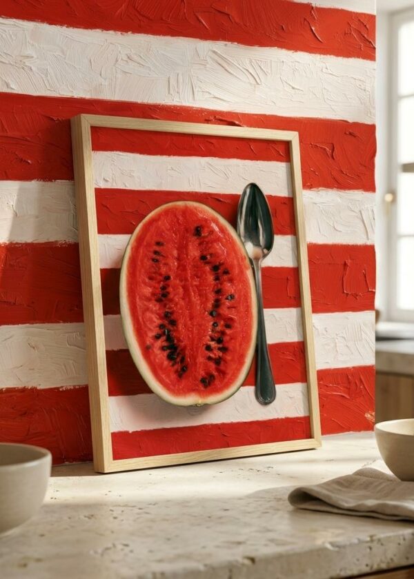 Watermelon & Silver Spoon — Framed Print