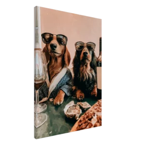 Dachshunds Wine & Dine — Canvas Print